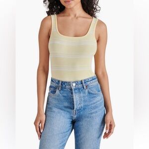 Steve Madden Stripe Rib Bodysuit Vanilla Small